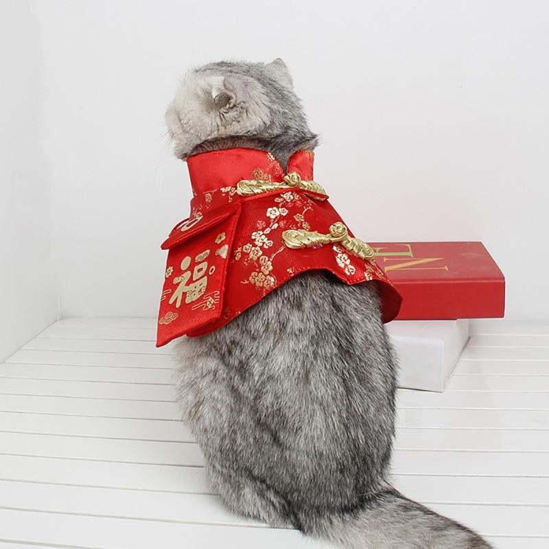 Katze Chinesisches Neujahr Kostüm Umhang Frühlingsfest Hundeumhang Verkleidung Kleidung Festkostüm Foto Outfit für Haustiere