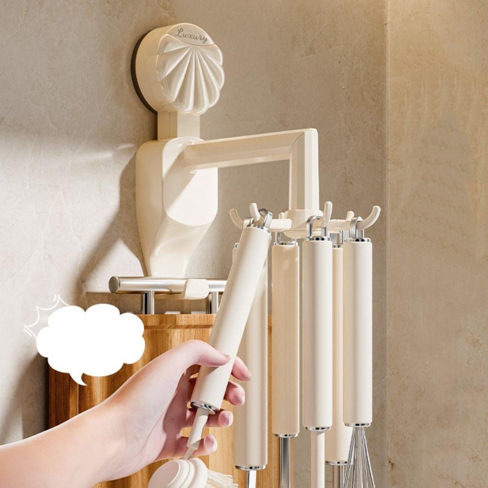 6 Claw Hook Wall Hanging Rotatable Hook Punch Free Wall Mounted Rack Durable Kitchen Rotary Hooks