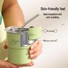 304 Food Grade Insulated Stainless Steel Coffee Mug with Straw - Double Wall, Portable Cold Storage for Tea & Office Use