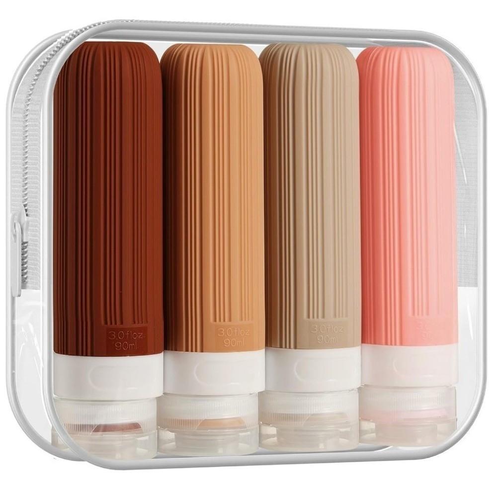 4pcs/set 90ml Squeeze Liquid Bottle Kit Empty Portable Lotion Container  Outdoor