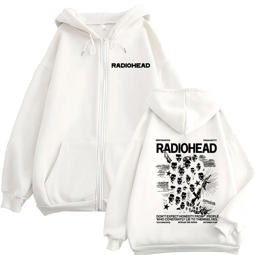 Radiohead Rockové Album Mikina na Zip Pánská Punková Streetová Móda Oversized Bunda na Zip Mikina Muž