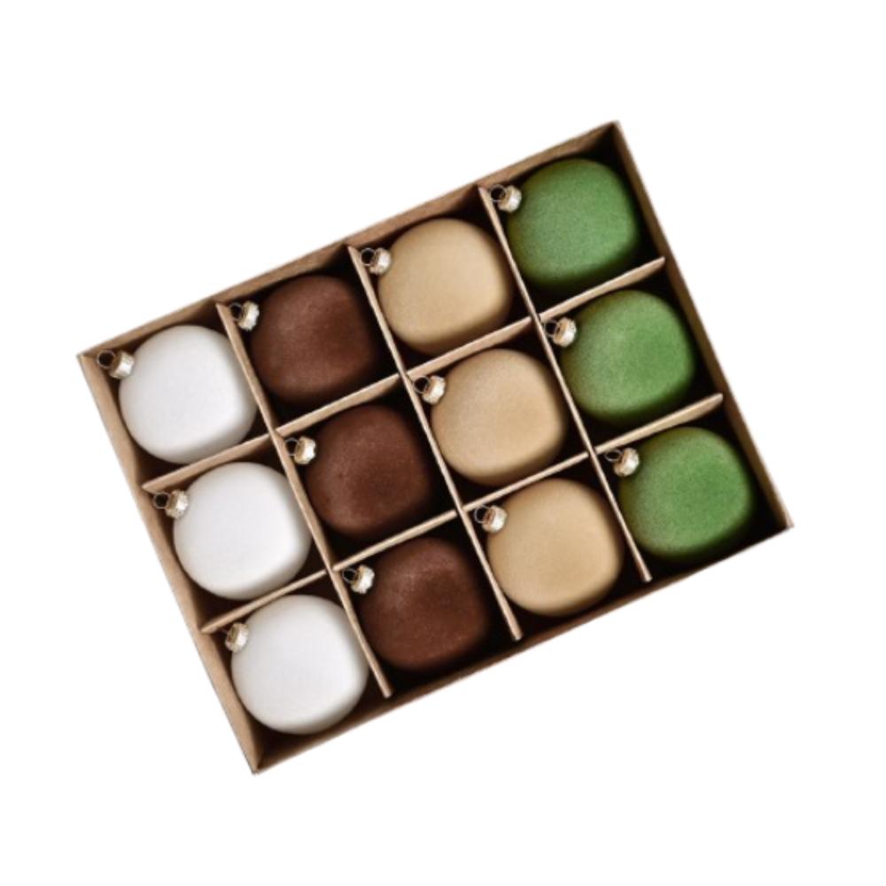 12pcs 6CM Flocked Christmas Ball Pendant Colorful Xmas Tree Ornaments  Wedding Birthday Ornaments