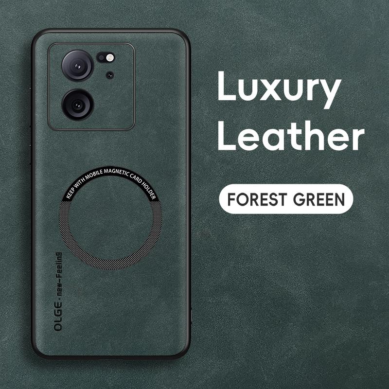For Xiao 13T 13T Pro Fine Hole Sheepskin Magnetic TPU Soft Edge Anti-Drop Anti Fingerprint Phone Case