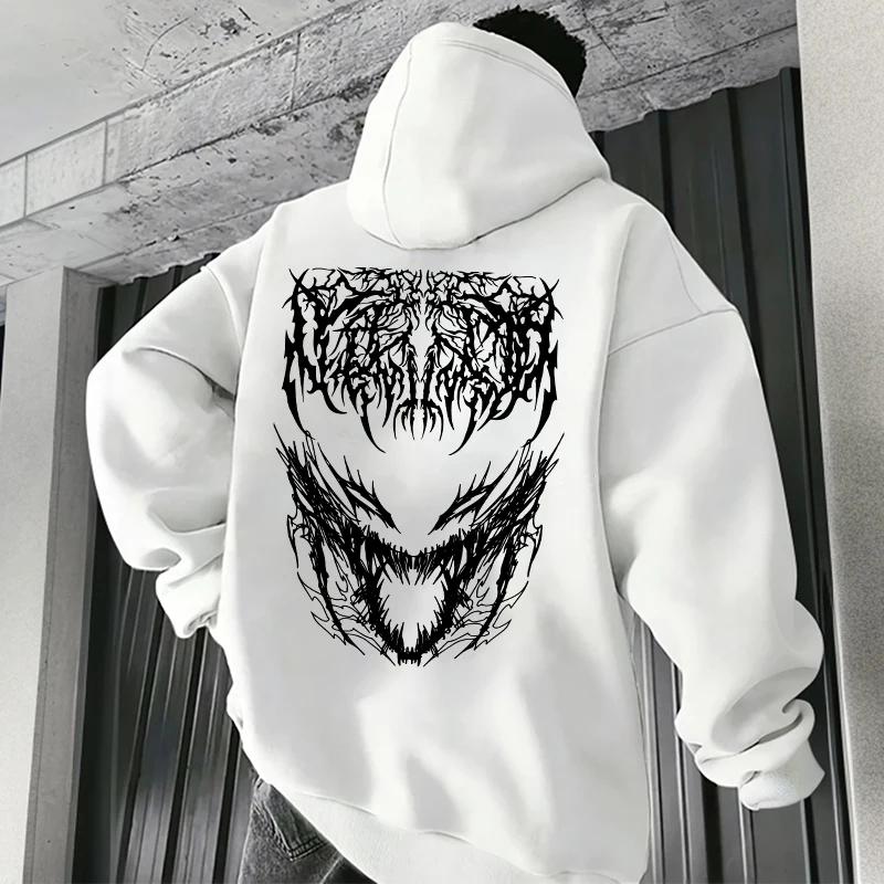 Autumn Winter Daily Casual Sporty Outwear Male Urban Fashion Top 2025 Hot Sale Men's Hooded Sweatshirt Satan 666 Printed Hoodies