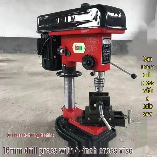 220V Multi-Function Woodworking Bench Drill with 16 Tools and Workbench