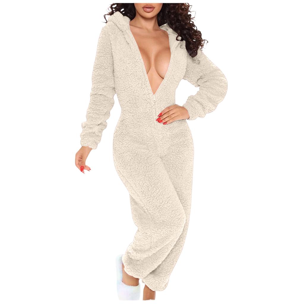 Women's Hooded Long Sleeve Pajama with Button Closure