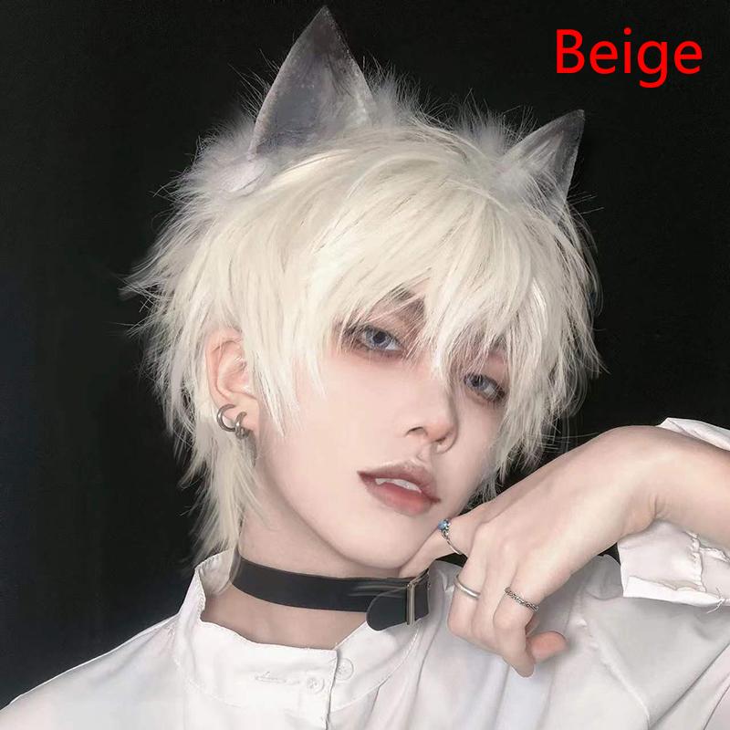 Men Anime Cosplay Wig Male Short Straight Costume Synthetic Hair Cause Wigs Heat Resistant Synthetic Scalp Hair