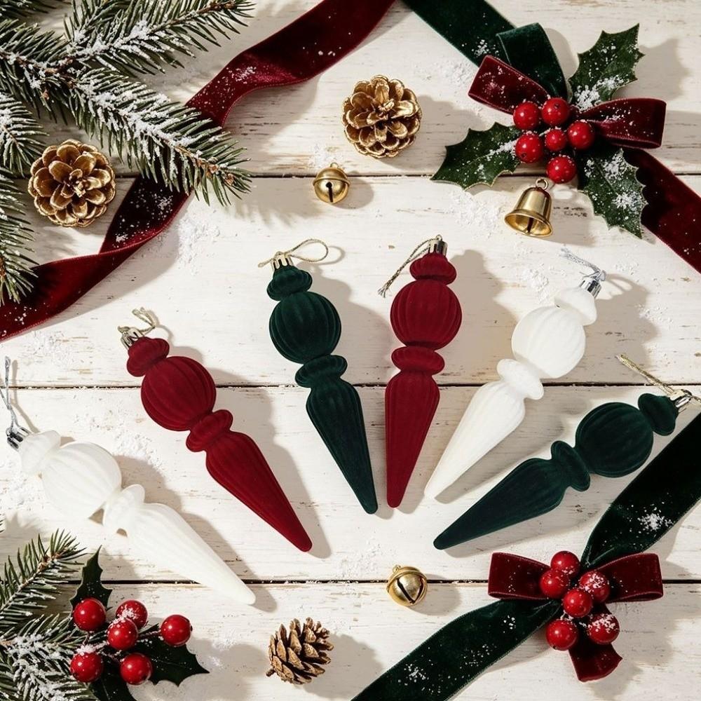 6pcs/Box Velvet Ball Christmas Tree Ornament Plastic Cone Ornaments New Year Decor