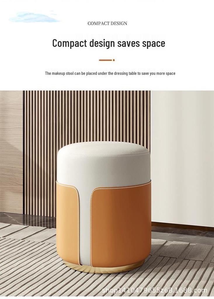 Luxury Round Makeup Stool: Elegant Cushion for Dressing, Coffee Table, or Low Stool