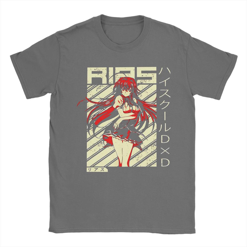 Streetwear High School DxD Lustiges Anime DxD Rias Gremory Retro T-Shirt Herren Baumwolle Kurzarm Rias Gremory O-Ausschnitt Sommer Tops