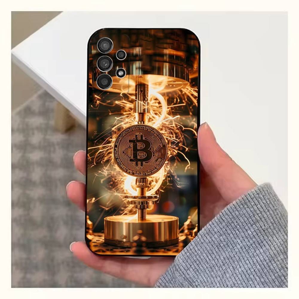 Bitcoin Digital Currency Phone Case For Samsung S22,S21,S20,S10,S9,S25,S24,S23,Ultra,FE,Plus,Lite,Soft Silicone Black