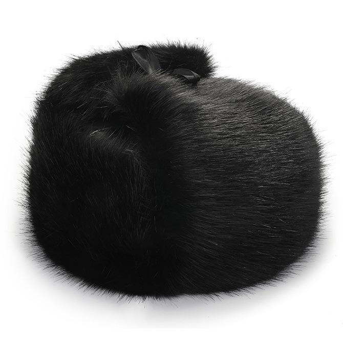 

Mink Winter Hat Middle Aged Elderly Warm Imitation Thick Velvet Ear Protection чорний