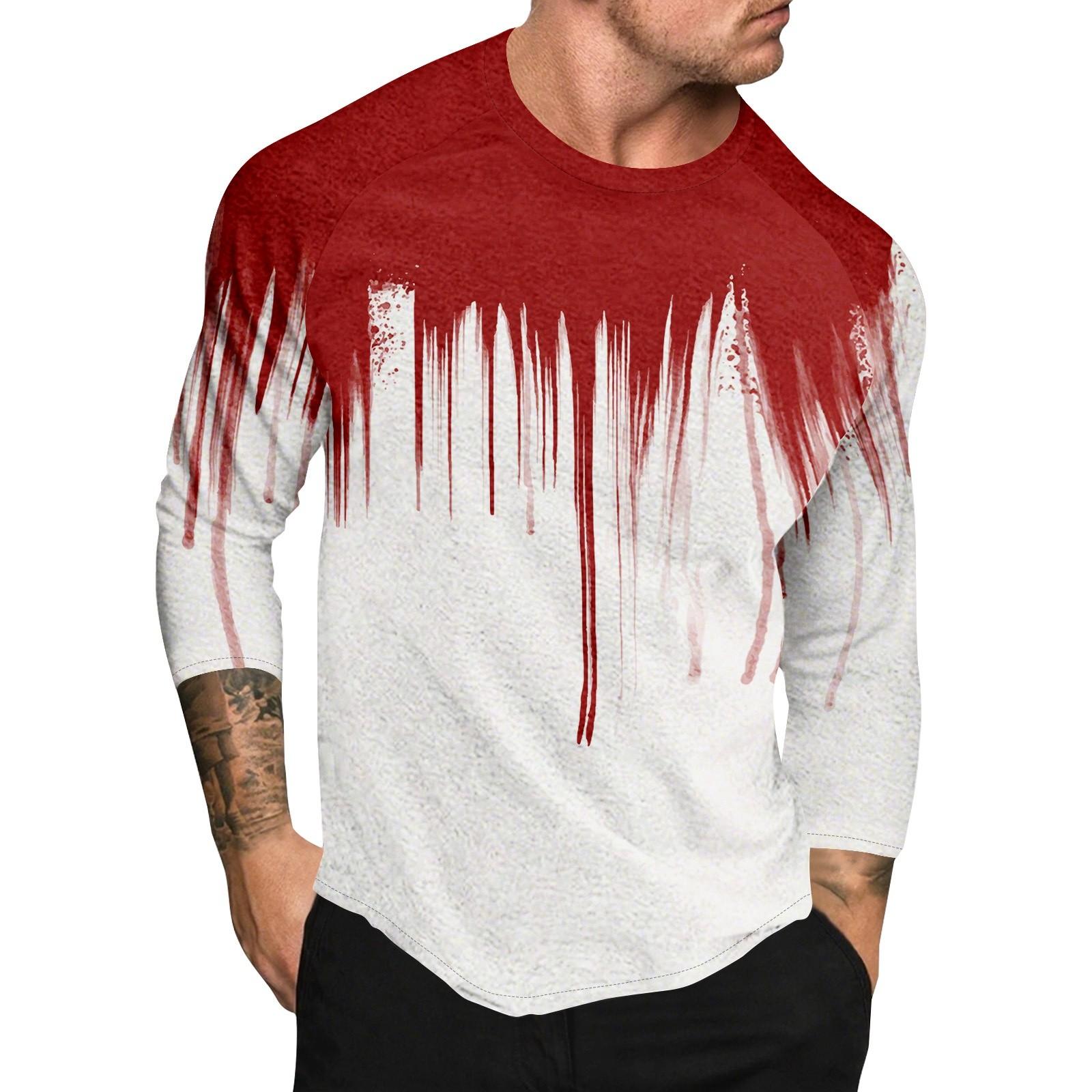 

Мужской топ с длинным рукавом реглан с принтом на Хэллоуин XXL красный