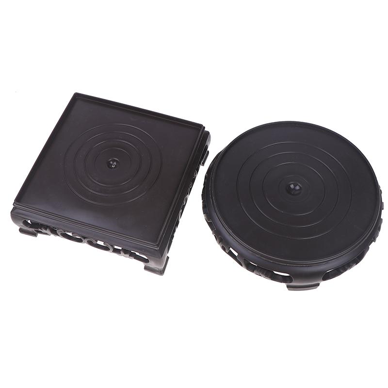 Deep Brown Carving Wooden Look Plastic Base Tray Flowerpot Holder Round Square Multi-Functional Teapot Vase Fish Tank Base