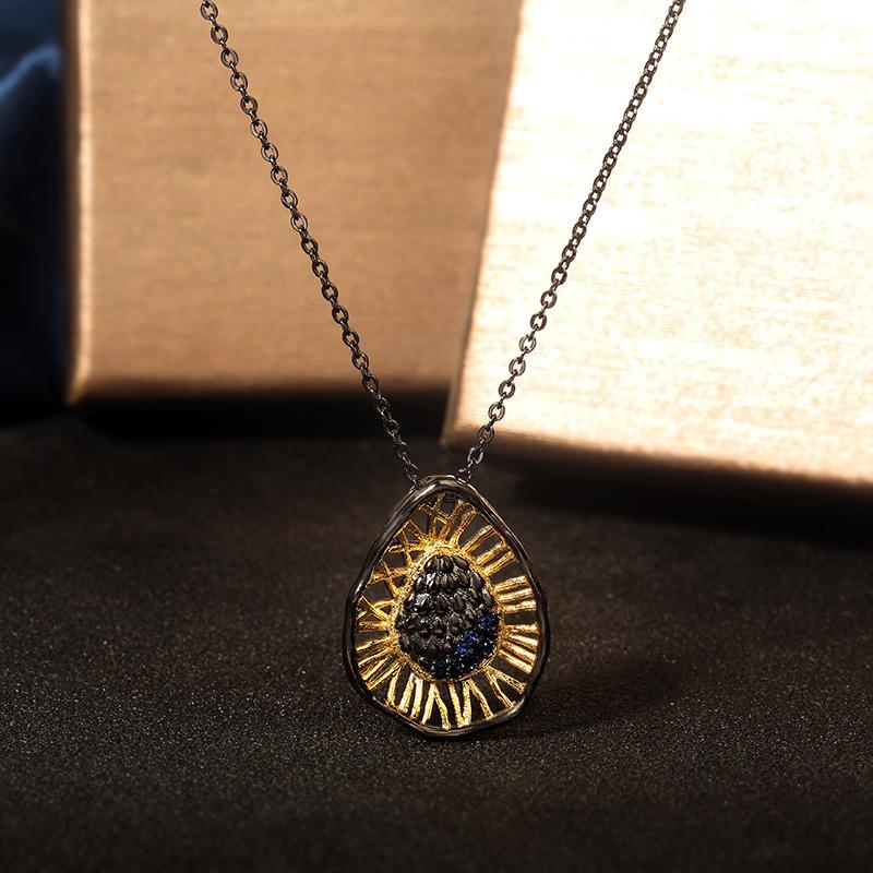 Handmade Two-Color Large Jewelry, High-End Gold Necklace, Style Personalized Banquet Pendant, Designer Copper