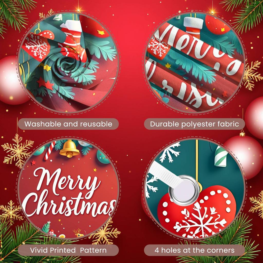 Merry Christmas Banner Golden Bell Xmas Backdrop Winter Display Snowflake Decor Christmas Background For Indoor Decoration Home