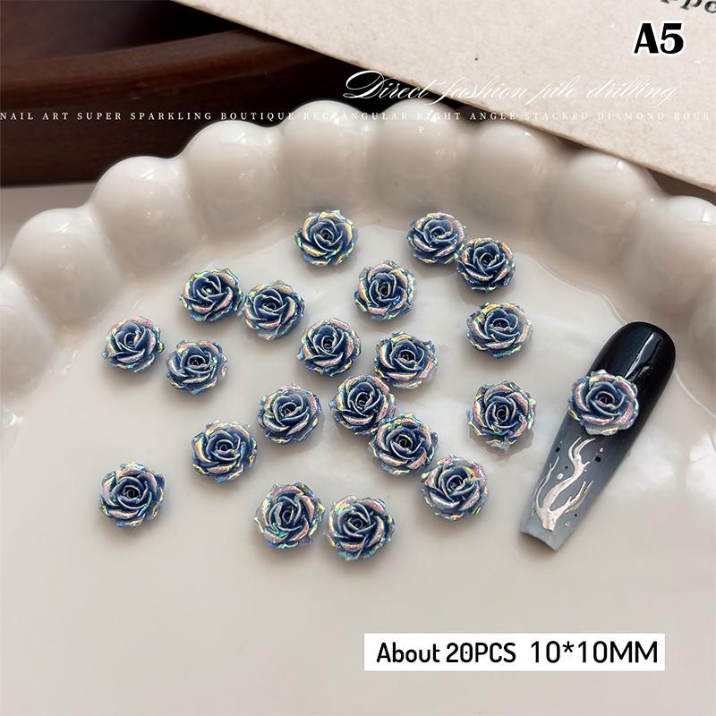 20Pcs Elegant Camellia Rose Nail Art Jewelry Charm for DIY Manicure Decoration Resin Flatback