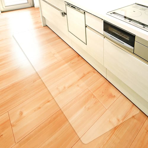 Latuna Kitchen Mat, 240 x 60cm, Transparent, Wipeable, 1.5mm Thick, Compatible with Underfloor Heating.