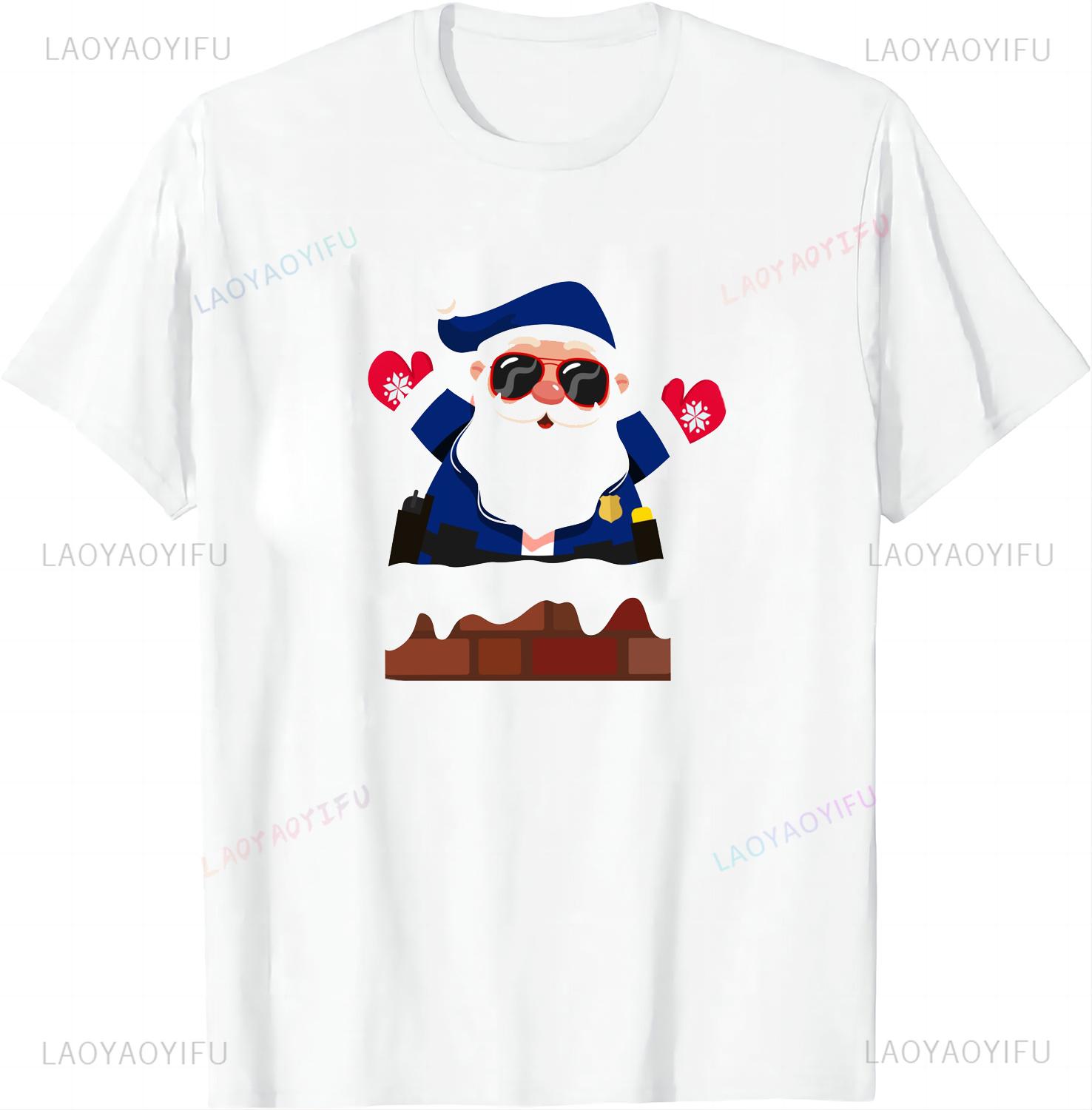 

Santa Claus Feliz Navidad Merry Christmas Funny Shirt Streetwear Clothing Custom Printed Graphic T Shirts Ropa Hombre 4XL