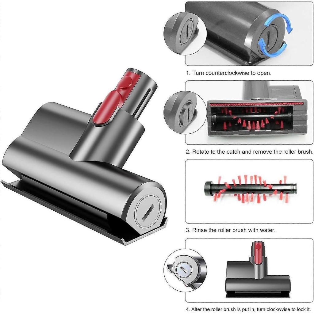 Mini Turbine Nozzle for Dyson V7 / V8 / V10 / V11 / V15 Vacuum Cleaner, Quick Release Brushroll for Sofa, Car Seat, Armchair, Removes Dust Mites and