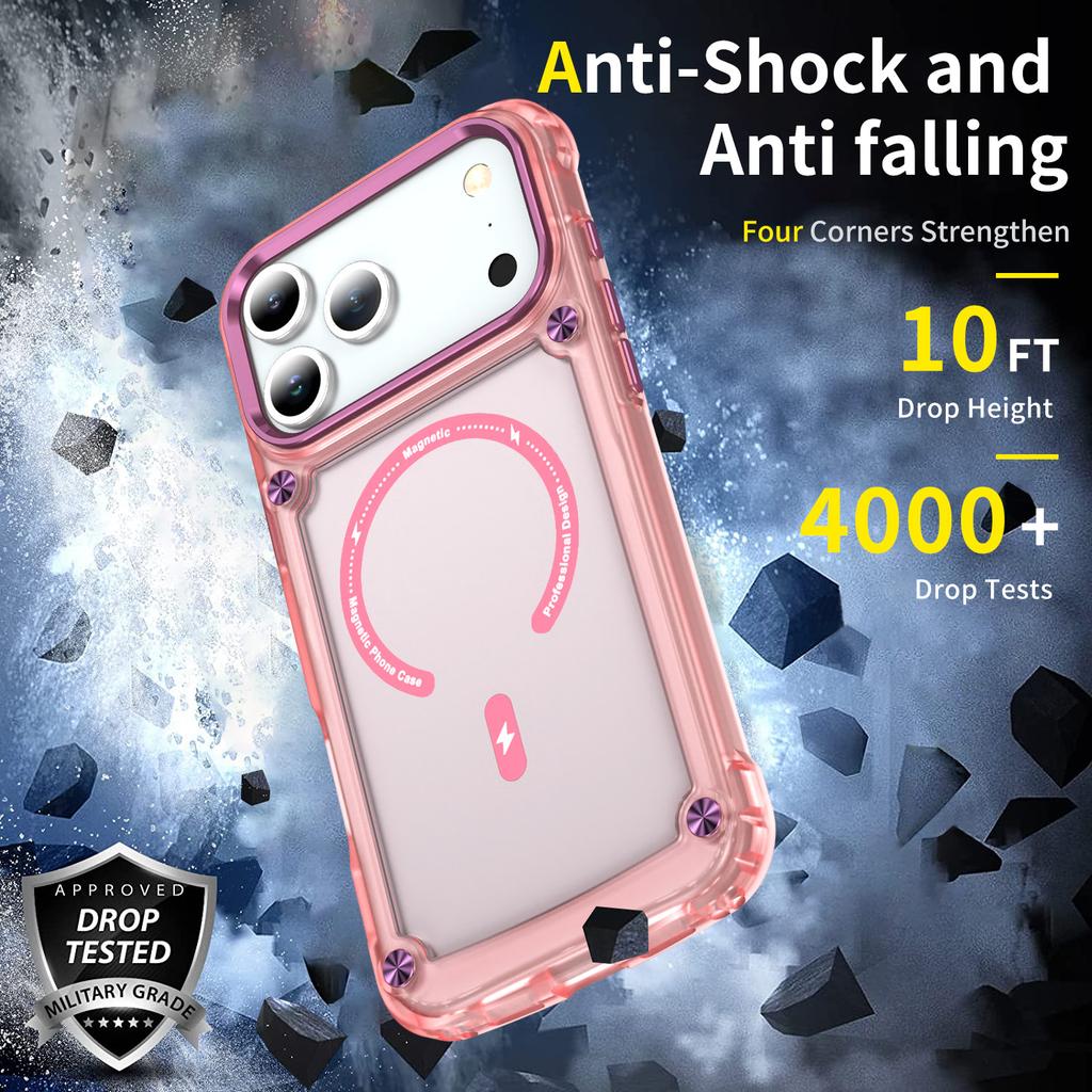 For iPhone 17 Pro Max Case Skin Touch TPU+PC Phone Cover with C-type Magnetic Ring
