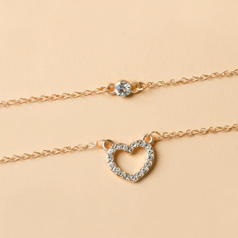 Accessories Versatile Hollow Diamond-encrusted Love Necklace Fashion Stacked Multi-layer Alloy Wind Accessories