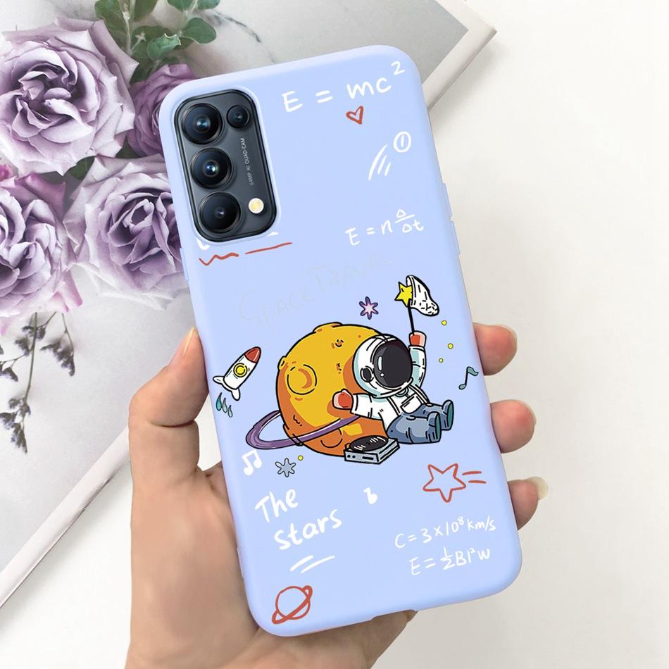 For OPPO Reno5 Pro 5G 4G Reno5 Phone Case Reno 5 5Pro CPH2201 CPH2145 Cute Cat Cartoon Candy Color Soft Silicone TPU Back Cover