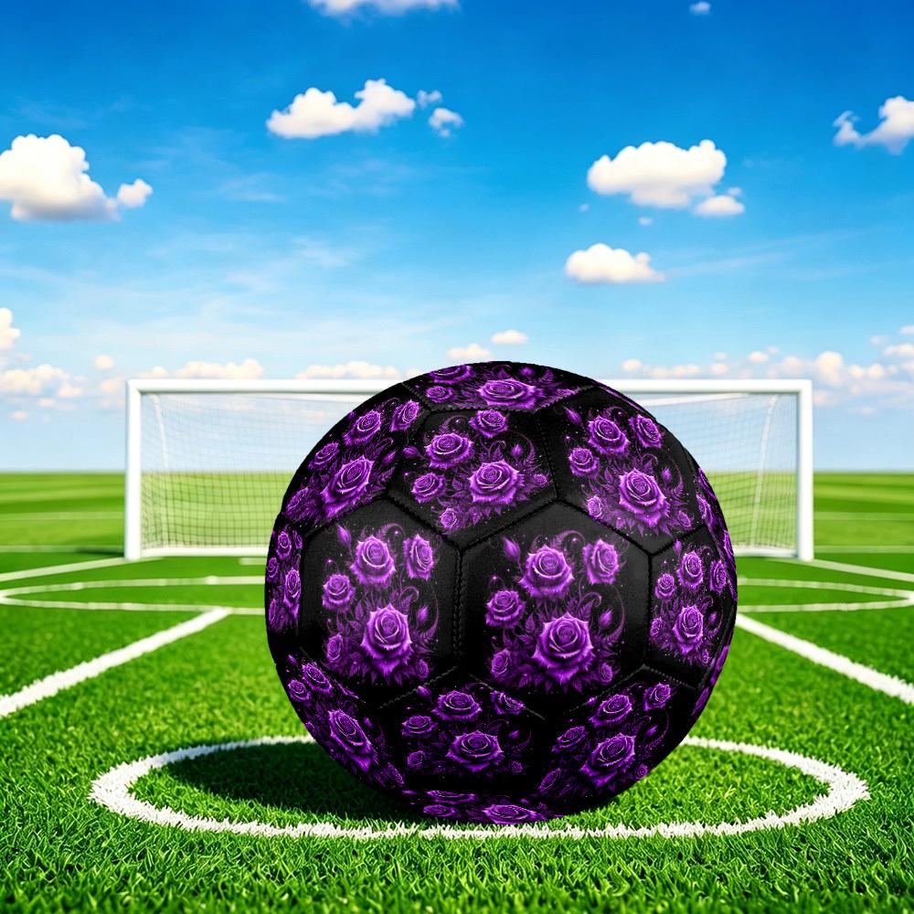1 Stück Lila Rose Fantasy Größe 5 Fußball Professionelles Spiel Training Fußball Indoor & Outdoor Sportball Leicht Haltbar m6558