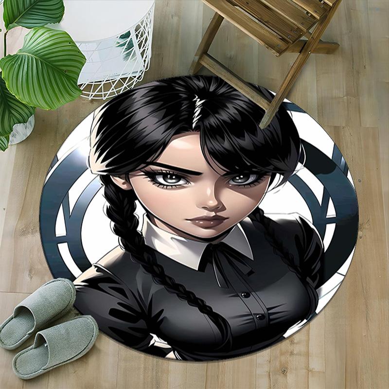 1pc Addams Family Wednesday3 Print Round Carpet Chair Round Carpet Suitable for Bedroom Living Room Home Decorative Carpet