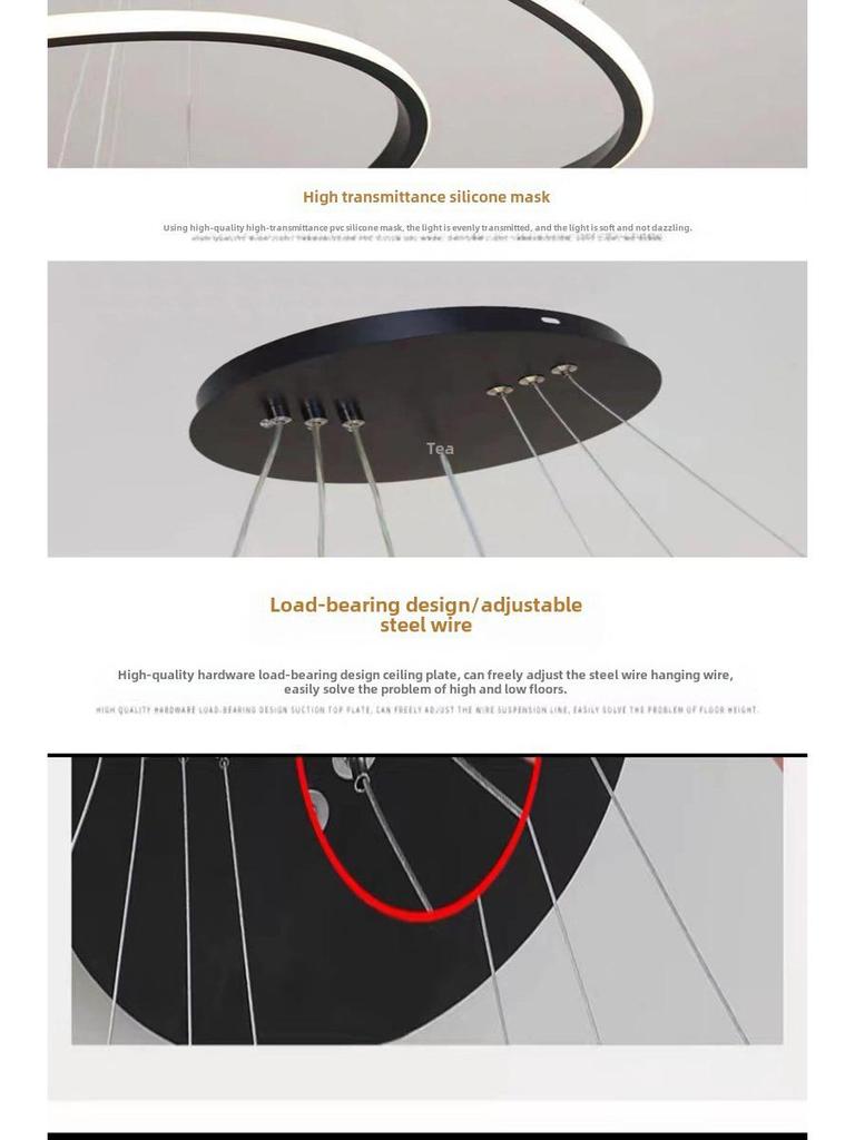 Nordic Modern Three Ring Chandelier for Dining or Bedroom