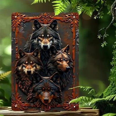 Gotischer Wolf Metall Wandkunst Halloween Weihnachten Benutzerdefiniert Vintage Plakette Geschenk