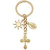 Antique Silver/KC Gold Heart Wings Cross Keychain Pendant