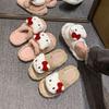 High-value Xiaoxiangfeng Soft Bottom One-word Drag Autumn and Winter Cute Cartoon Kitten Flat-bottomed Cotton Slippers Women