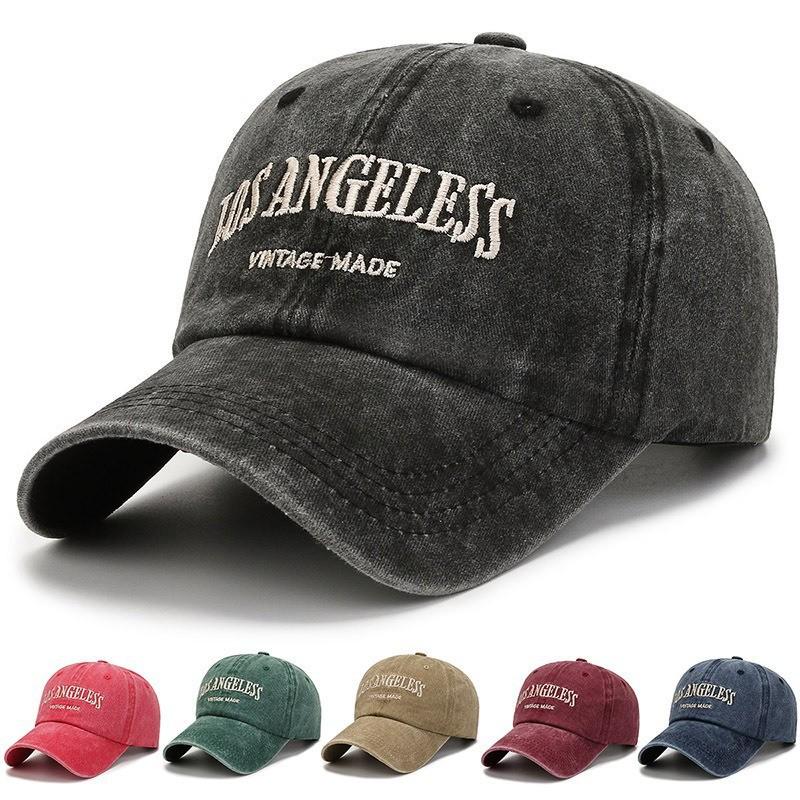 Unisex Distressed Embroidered Cotton Baseball Cap with Soft Brim for Sun Protection