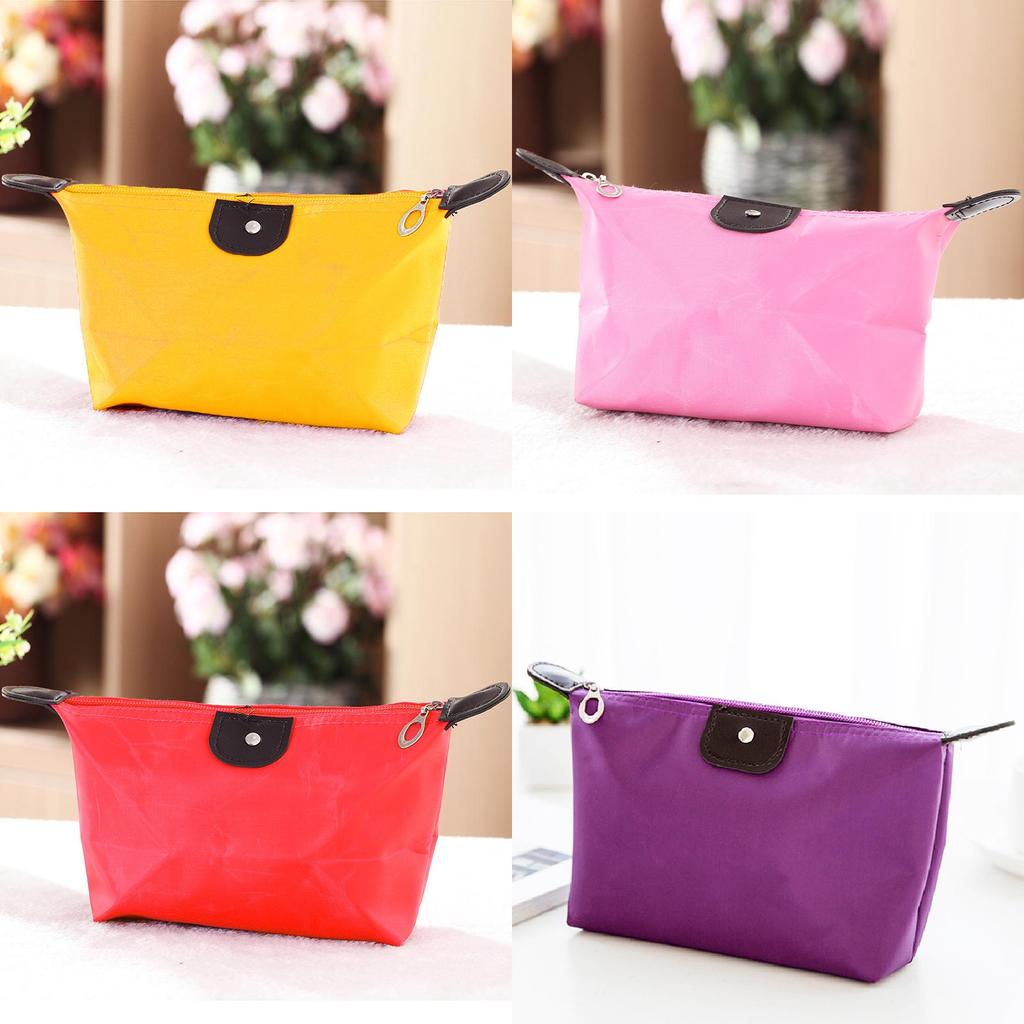 Foldable Dumpling Style Makeup Organizer Nylon Travel Cosmetic Bag For Women And Girls