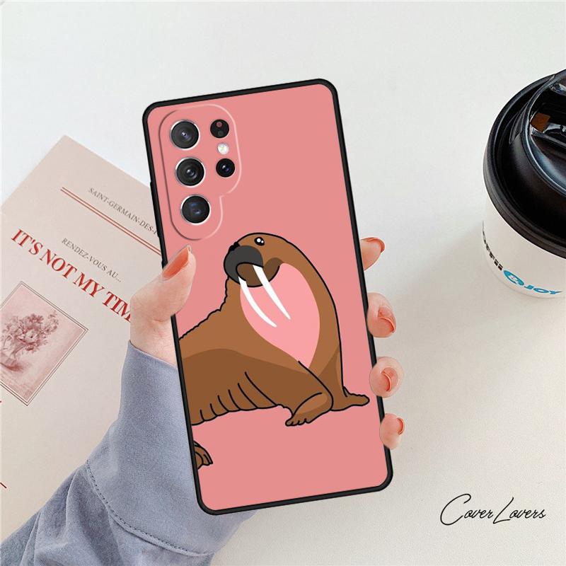 Cute Walrus Phone Case For Samsung Galaxy S24 S25 S23 S22 Ultra Note 10 20 Plus S20 S21 FE Cover