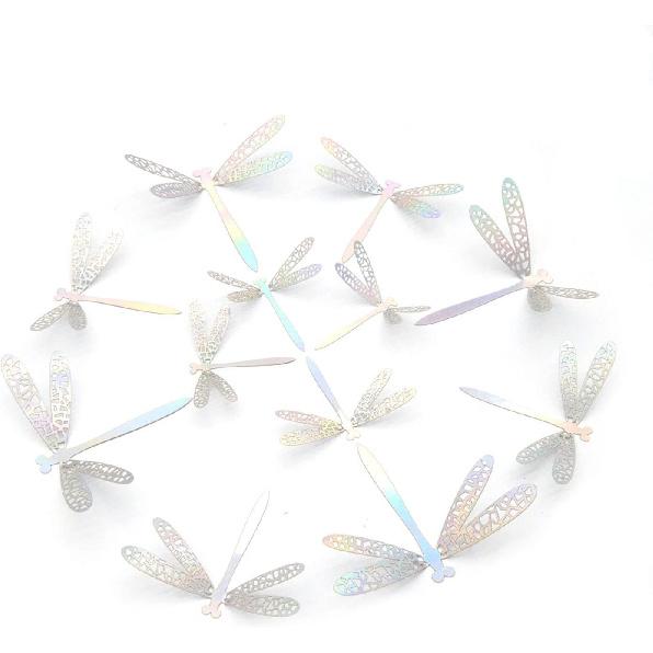 60 Pieces 3D Dragonfly Wall Art Decor Stickers Silver Dragonfly Wall Decoration Window Wall Decals Stickers for Party/Doors/Bedroom Living