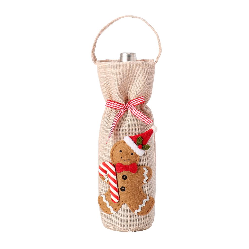 Christmas New Arrival Red Wine Bottle Cover Linen Red Wine Bottle Bag Christmas Dinner Dress Up