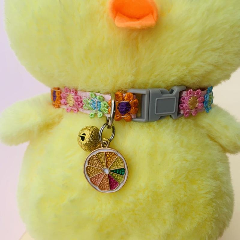 Adjustable Cat Collar Cute Lace Flower Decoration Pet Collar with Bell and Alloy Pendant for Cats and Puppies Kitten Accessories