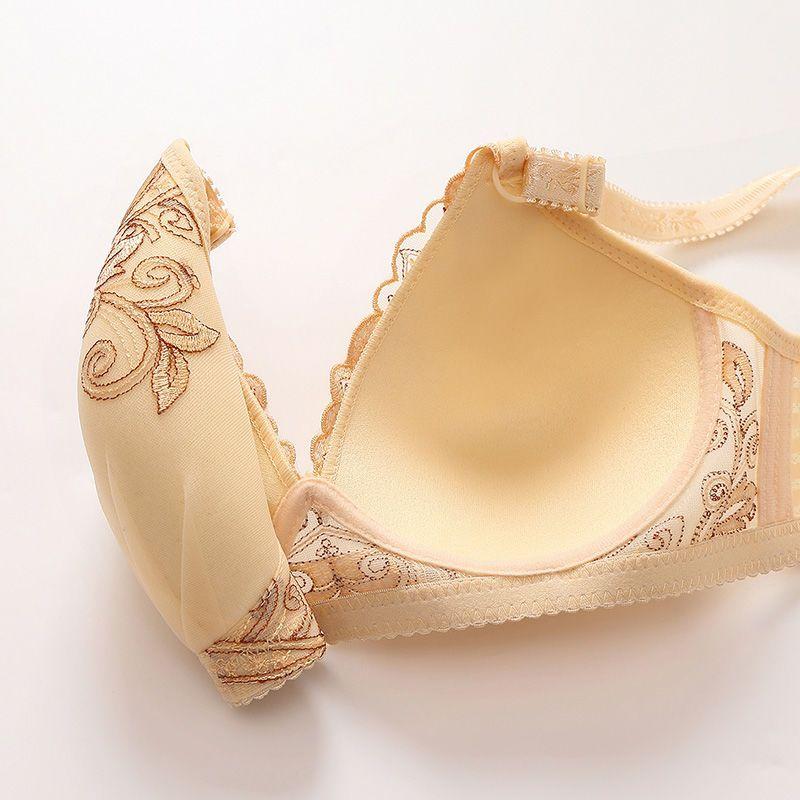 Women's Beautifully Embroidered Floral Bra Push Up Pair Breast Support Comfort Bra Thin Brasieres Sexy