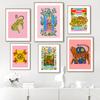 Tiger Mother Cartoon Animal Pink Wild Tiger Snake Wall Art Canvas Painting Nordic Posters Prints Pictures Kids Living Room Decor No Frame