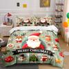 Christmas Santa and Reindeer Set Bedding Duvet Cover Set Duvet Cover Pillowcases  (1*Duvet Cover 2*Pillowcases, Without Duvet Insert)