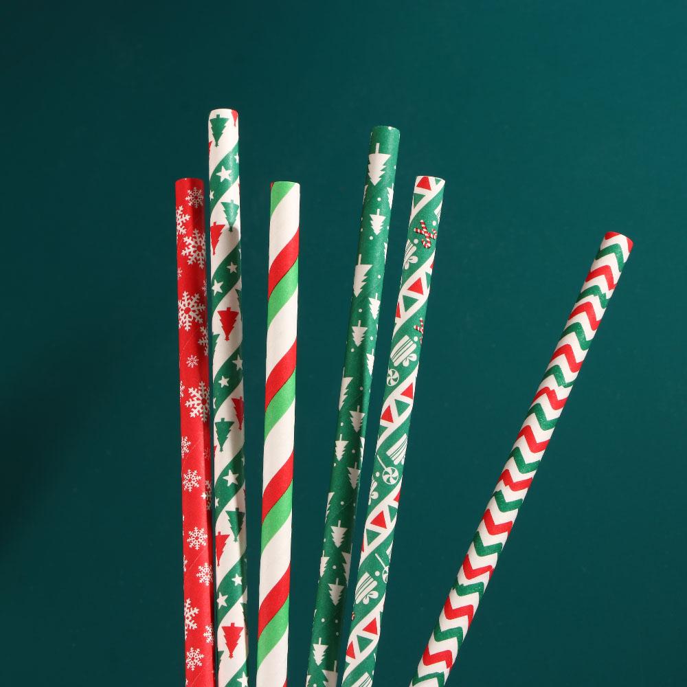 Multicolor Paper Tableware Drinking Straws Party Supplies Bar Tools Christmas Decoration