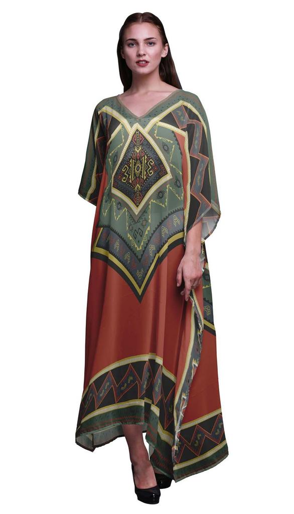 Phagun Kaftano Africano Geometrico da Donna Loungewear Festivo Abito Maxi da Spiaggia