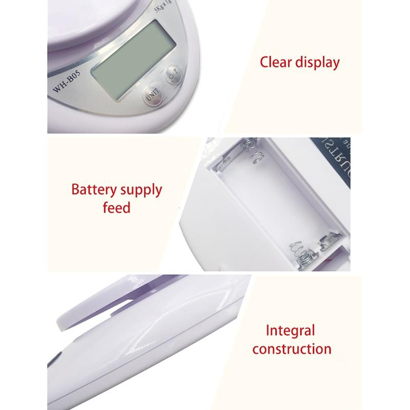5kg/1g Portable Digital Food Scale LED Electronic Scales Postal Food Balance Measuring Weight Kitchen LED Electronic Food Scales