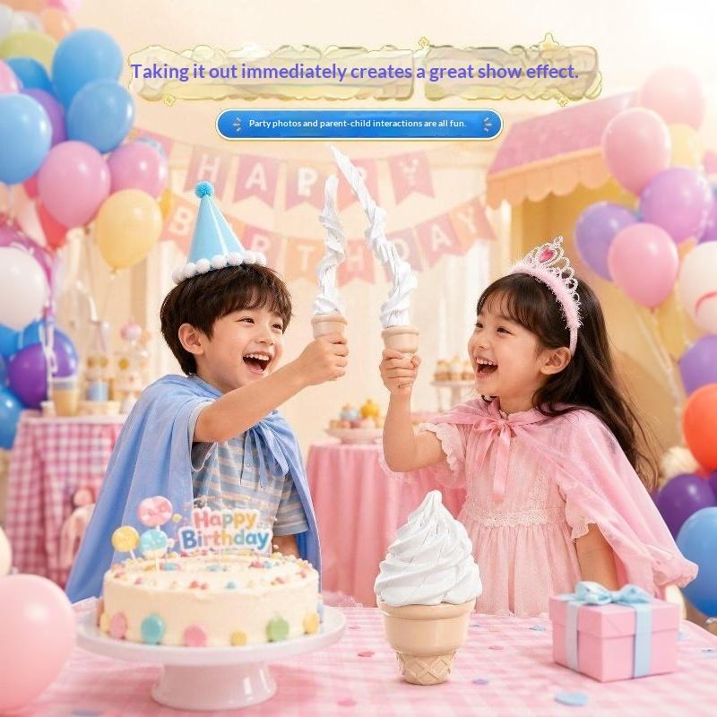 Retractable Realistic Ice Cream Fidget Toy Portable Stress Relief Toy for Adult Office Prank Parties Kids Birthday Gifts