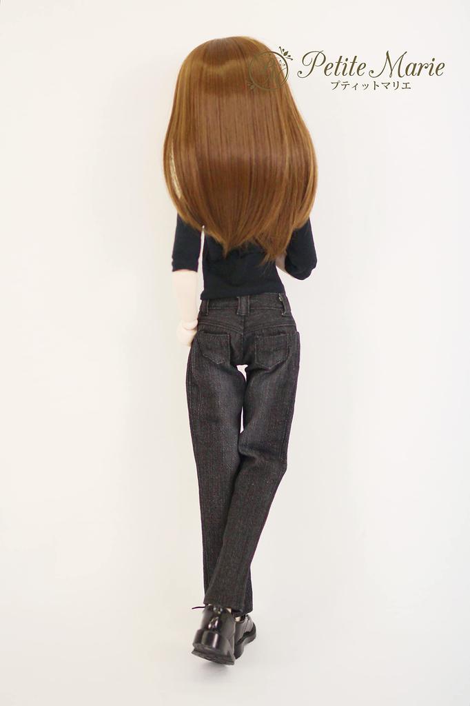 MDD Compatible Okayama Processing Boyfriend Jeans Black KOJIMA Processing Jeans Processing Low Rise Roll Up Stretch Denim Vintage Processing 40cm Doll