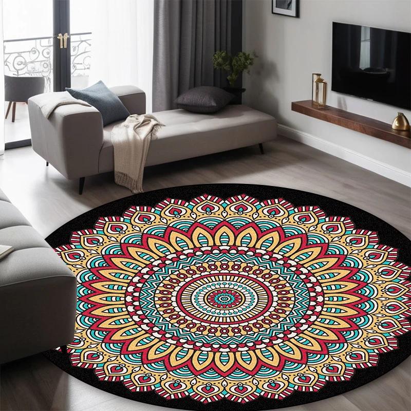 Round Short Pile European Carpets for Living Room Decoration Rugs for Bedroom Decor Carpet Non-slip Area Rug Persia Floor Mats