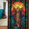 Colorful Retro Floral & Bird Static Cling Window Film - No Glue, Removable