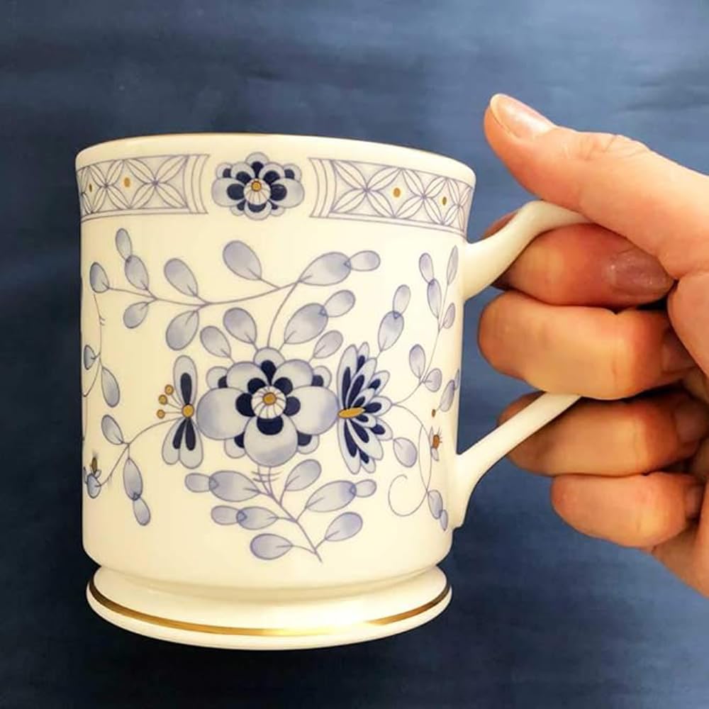 NARUMI Milano Mug, 330cc, Blue, Floral Plum Blossom Print, Chintz Style, Wedding Gift, Mother's Day Gift, Made In Japan, Gift Boxed and Wrapped,